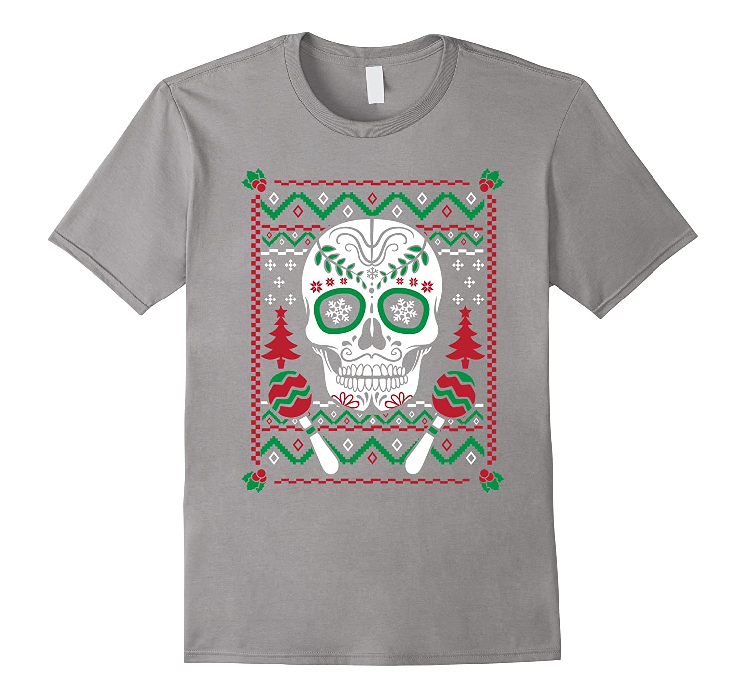 Skull Xmas Shirt,Emoji Mexican Ugly Christmas Sweater Look Skull Xmas T Shirt Anz