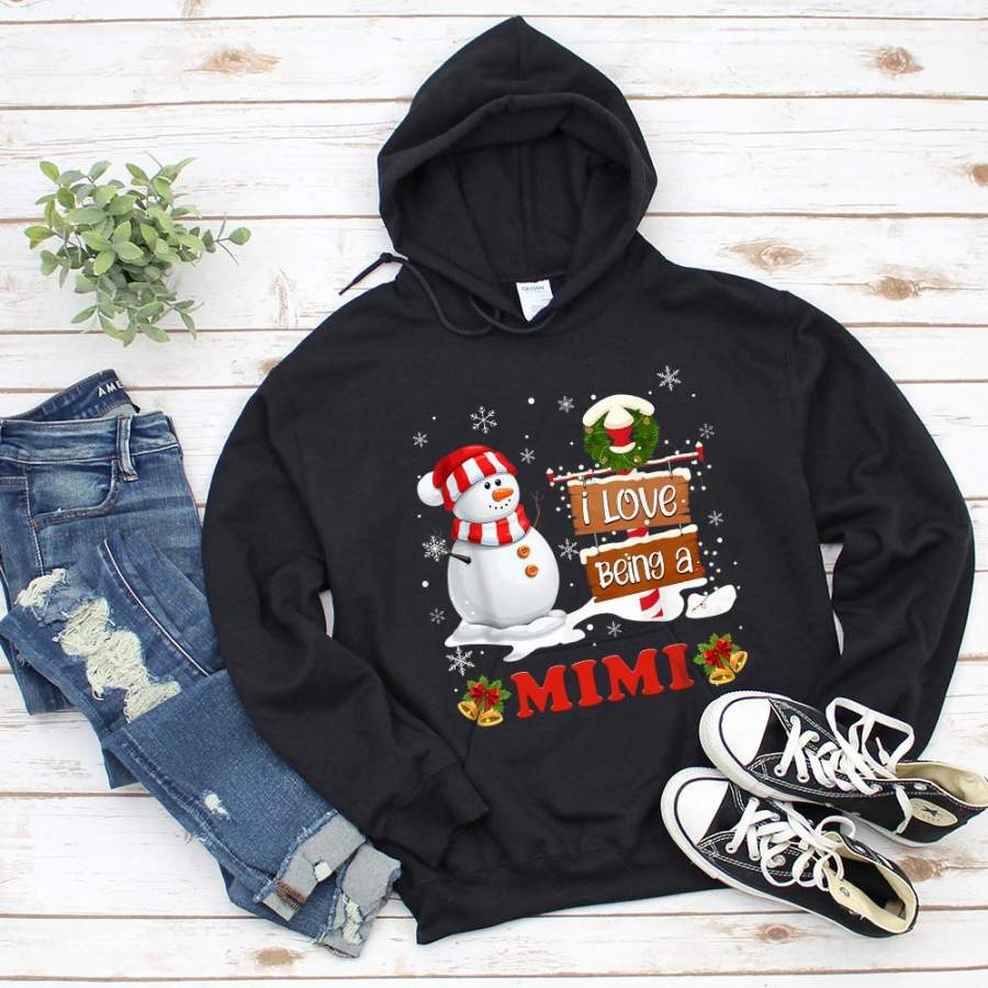 Christmas mimi i love being mimi snowflakes xmas wreath snow black hoodie for men and women S-5XL