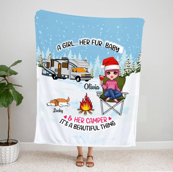 Personalized Blanket Christmas – Dog Mom Christmas Gifts – Up To 4 Girls