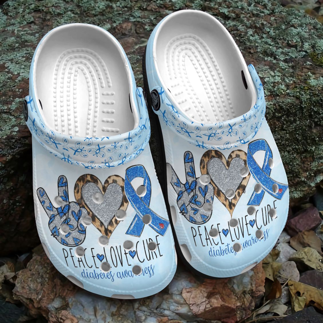 Diabetes Personalized Clog, Custom Name, Text, Color, Number Fashion Style For Women, Men, Kid, Print 3D Peace Love Care