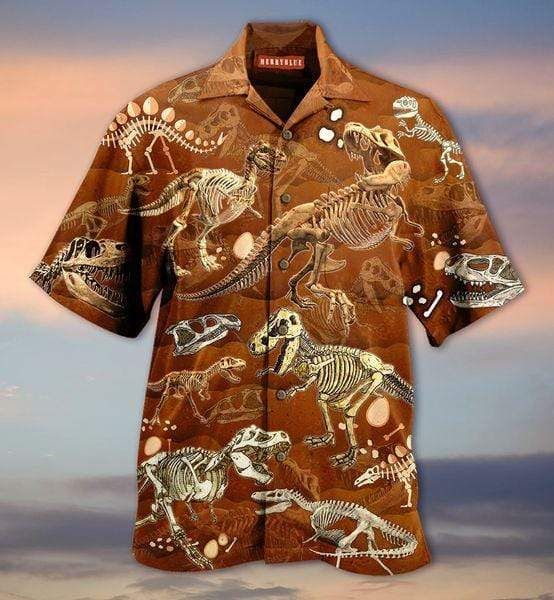 Order T-rex Dinosaur Skull Unisex Hawaiian Aloha Shirts