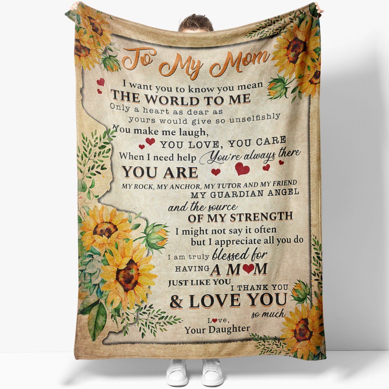 You Mean The World Fleece Blanket – Quilt Blanket, Meaningful Mother’S Day Gift, Mother’S Day Gift From Daughter To Mom, Home Decor Bedding Couch Sofa Soft And Comfy Cozy