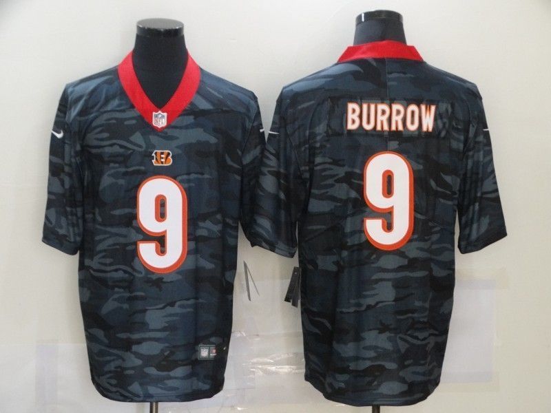 Cincinnati Bengals Joe Burrow #9 NFL 2020 Camo Black Jersey