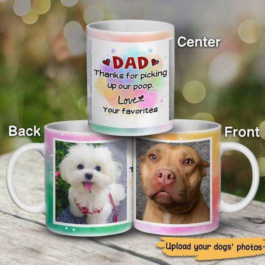 Thank You Dog Dad Watercolor Photo Personalized AOP Mug