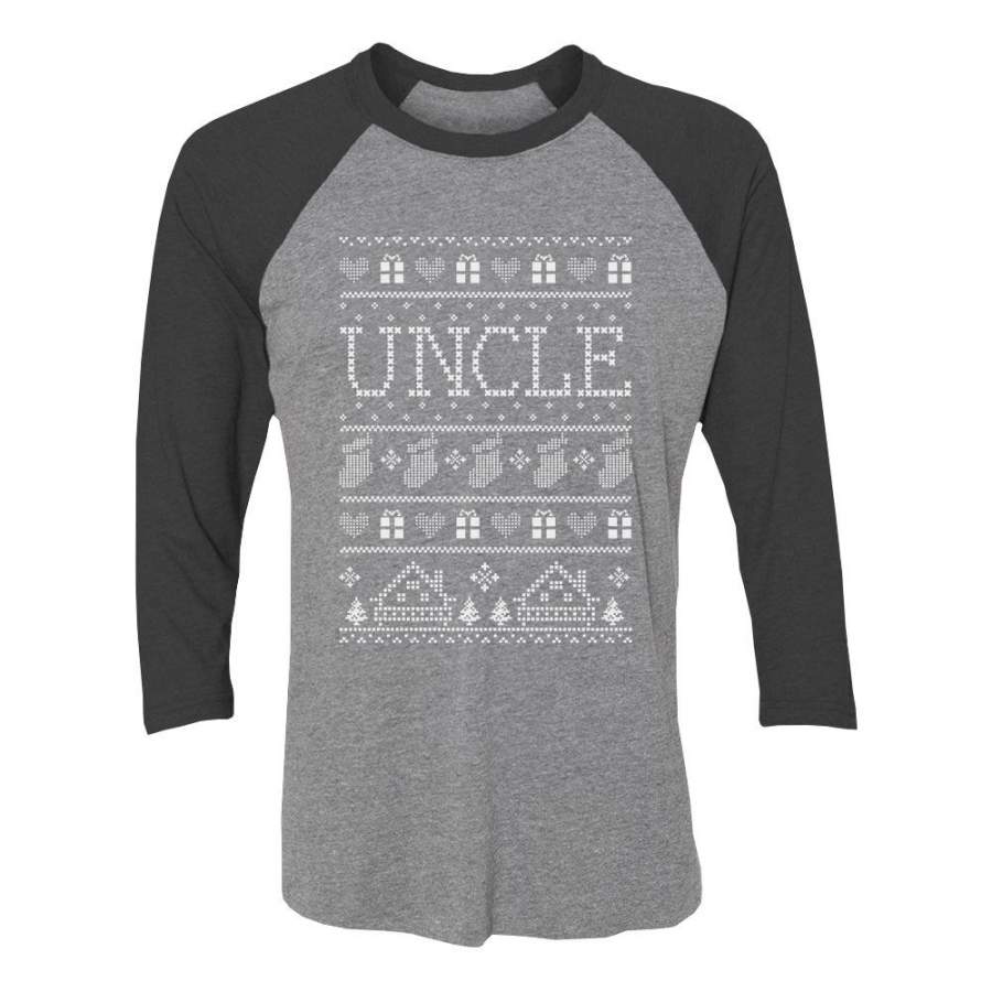 Uncle Ugly Christmas Sweater 3/4 Sleeve Baseball Jersey Shirt