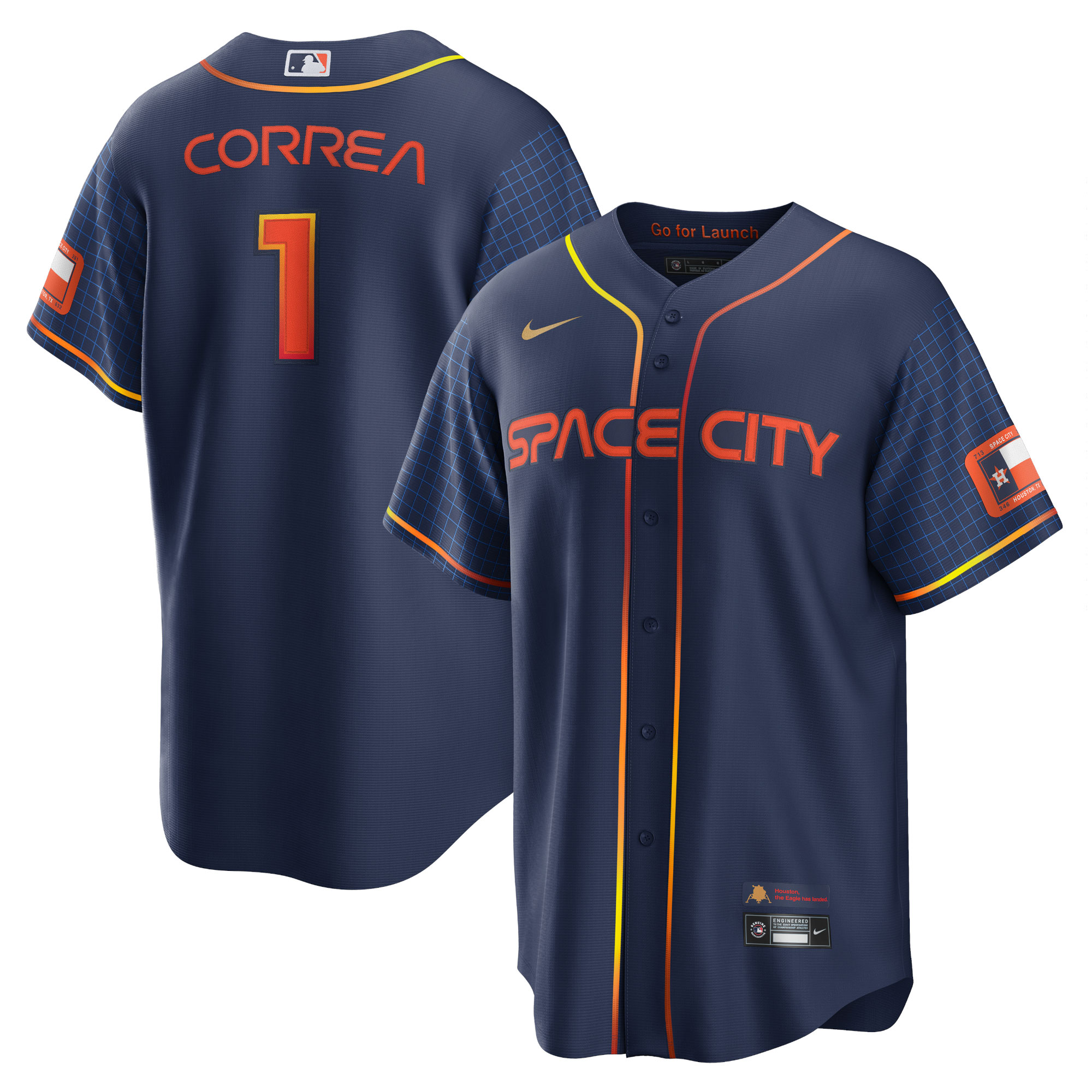 Men’s Houston Astros Carlos Correa Navy 2022 City Connect Player Jersey