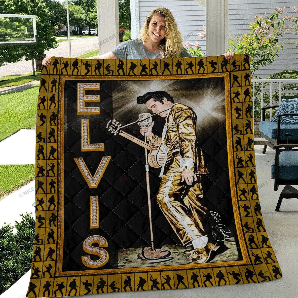 Elvis Presley Fleece Blanket Blk-A9S5