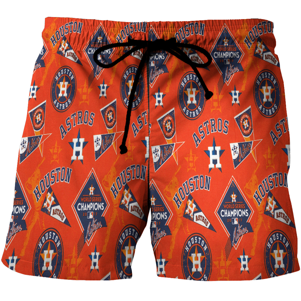 Houston Astros Emblem V9 3D All Over Print Summer Beach Hawaiian Short