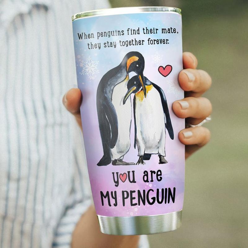 Penguins Couple Stainless Steel Tumbler Cup | Travel Mug | Tc4528