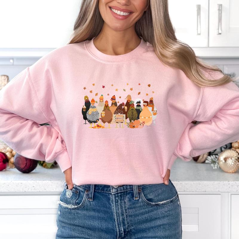 Humorous Fall Chickens Shirt, Fall Chickens Sweater, Women Fall Sweatshirt, Chicken Lover Shirt, Autumn Chicken Sweater