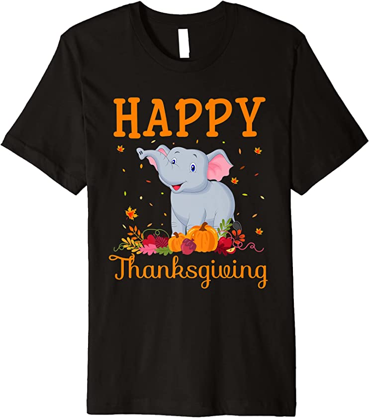 Retro Elephant Happy Thanksgiving Matching Family Pajamas Premium T-Shirt