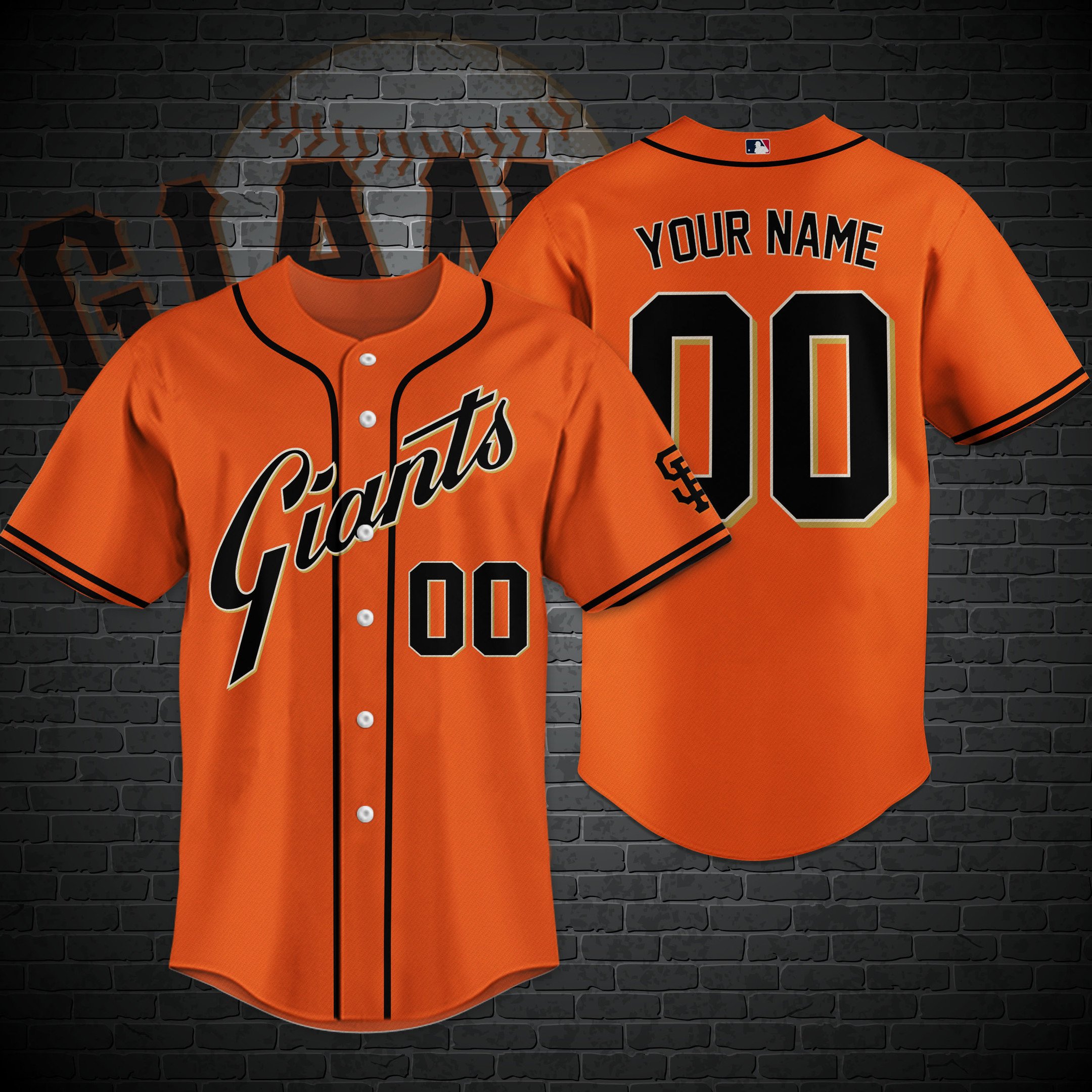 San Francisco Giants Custom Name Baseball Shirt M-32339