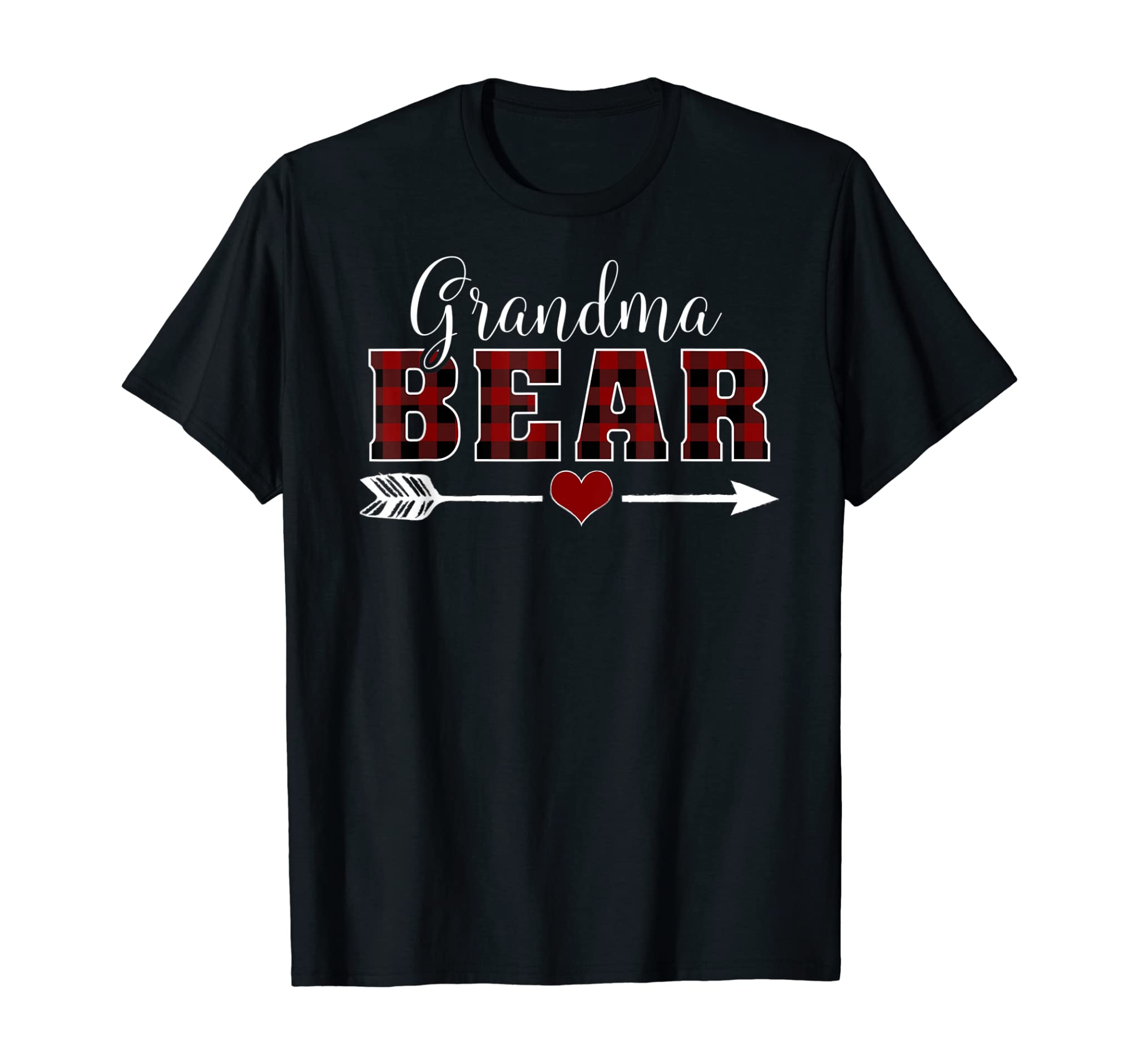 Grandma Bear Buffalo Plaid Arrow Heart Mom Christmas Pajama T-Shirt