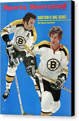 Boston Bruins Phil Esposito And Bobby Orr 1972 May 08 1972 Sports Illustrated Cover Canvas Print