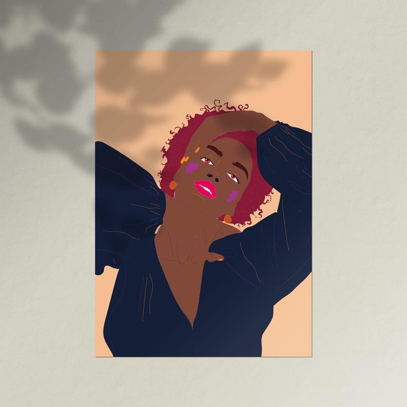 Women Supporting Women Illustration Poster, Black Women Art, African American Woman Illustration