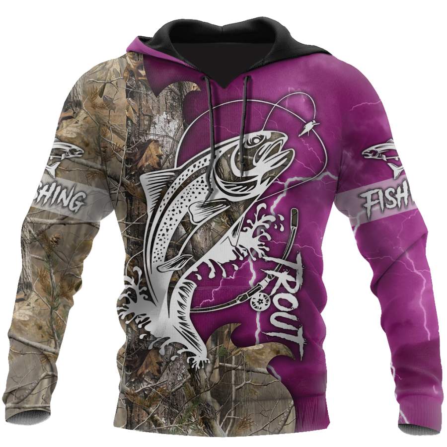 Trout Fishing purple Tattoo camo shirts for men and women TR2108203S