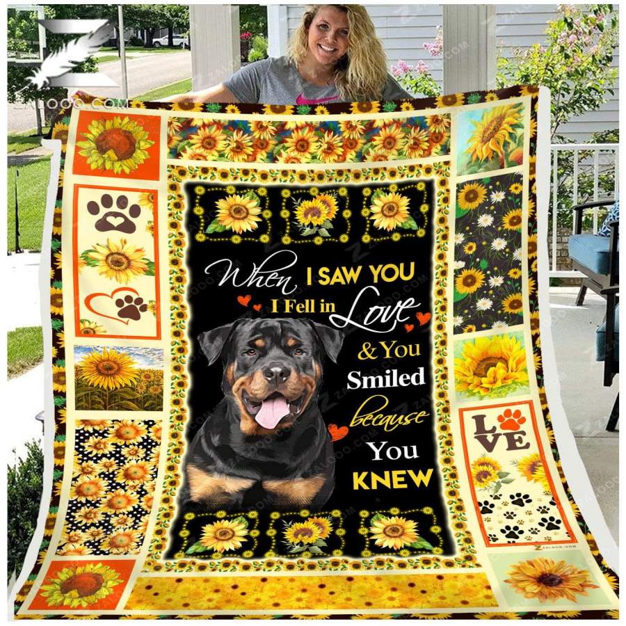 Zalooo – Custom Fleece Blanket – ROTTWEILER – When I saw you