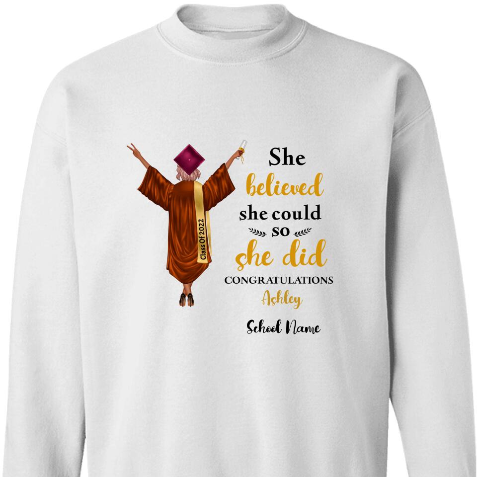 Personalized Graduation Girl She Did It Custom Sweatshirt, Gifts For Friend – Trending Personalized