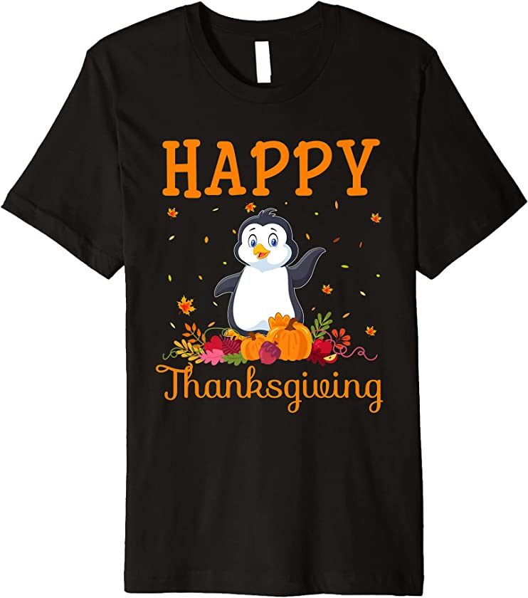 Retro Penguin Happy Thanksgiving Matching Family Pajamas Premium T-Shirt