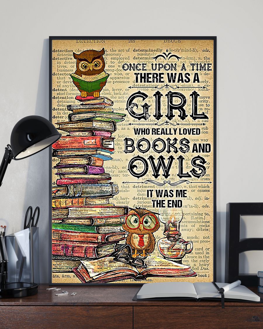 There Was A Girl Who Really Loved Books And Owls Vertical Canvas And Poster | Wall Decor Visual Art