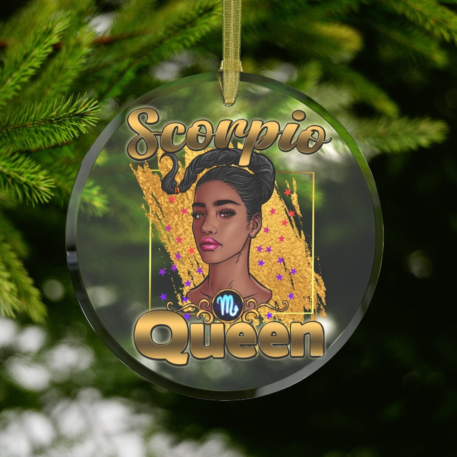 Scorpio Black Girl Black Woman Scorpio Queen Black Queen Scorpio Zodiac Gift Christmas Ornament