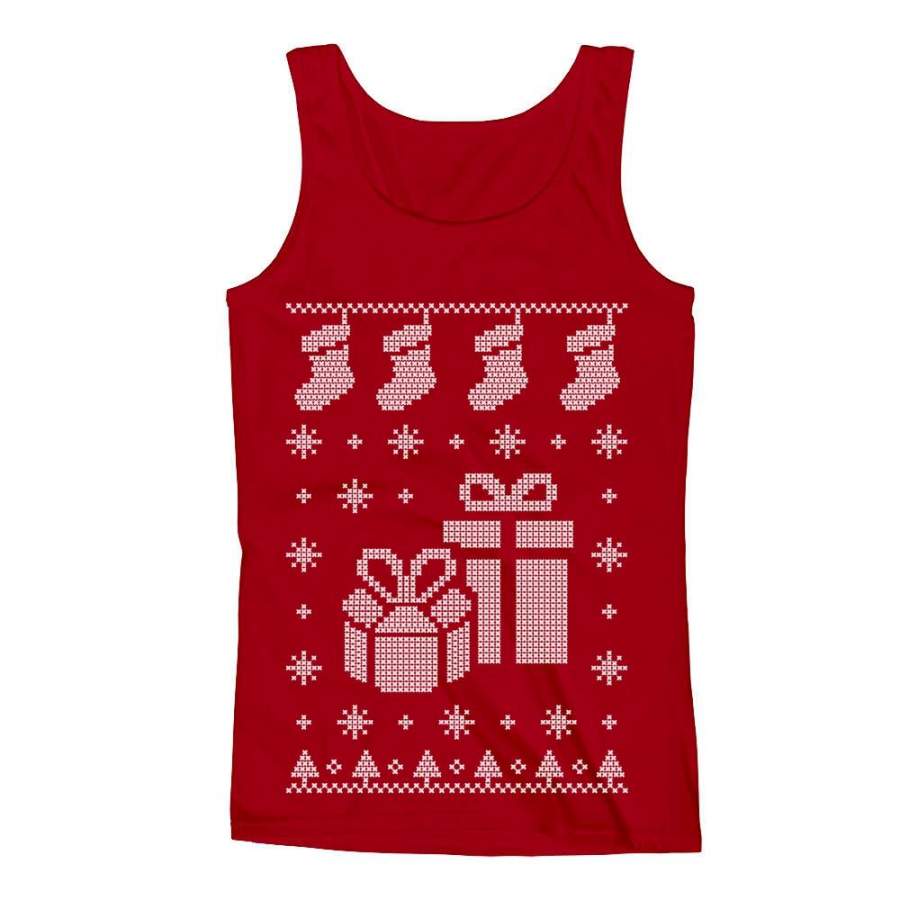 Xmas Stocking & Presents Ugly Christmas Sweater Funny Men’s Tank Top