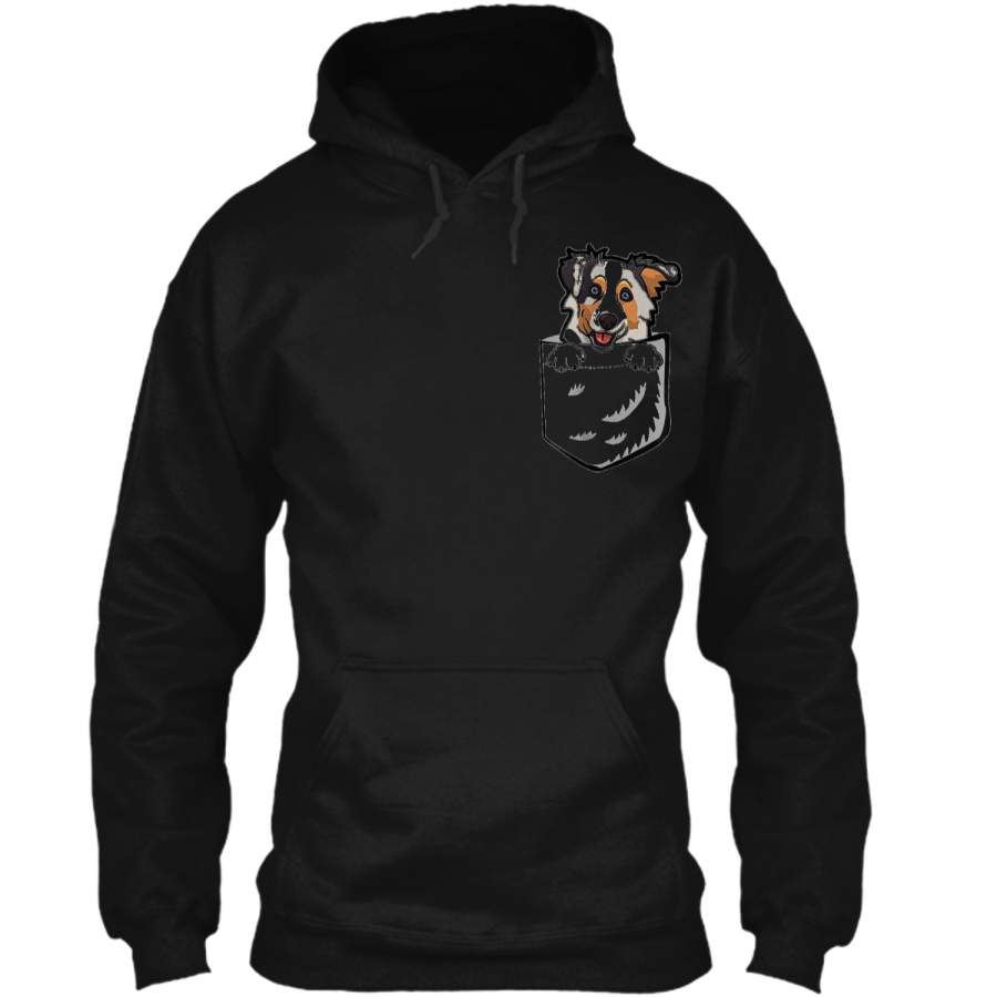 Adorable Little Australian Shepherd In The Pocket  Pullover Hoodie 8 oz