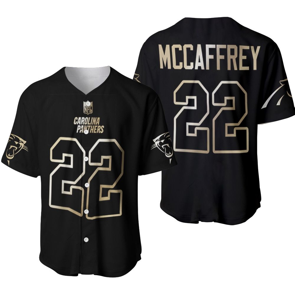 Carolina Panthers Christian Mccaffrey #22 NFL Great Player Black Golden Brandedition Vapor Limited Jersey Style Gift For Panthers Fans Baseball Jersey