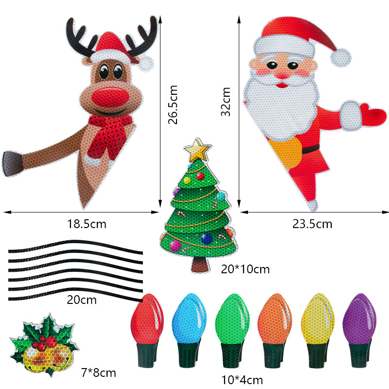 Christmas Decorations Car Magnetic Reflective Sticker Refrigerator Magnets Light Bulb decal New Year 2023 Xmas home decor gifts alx