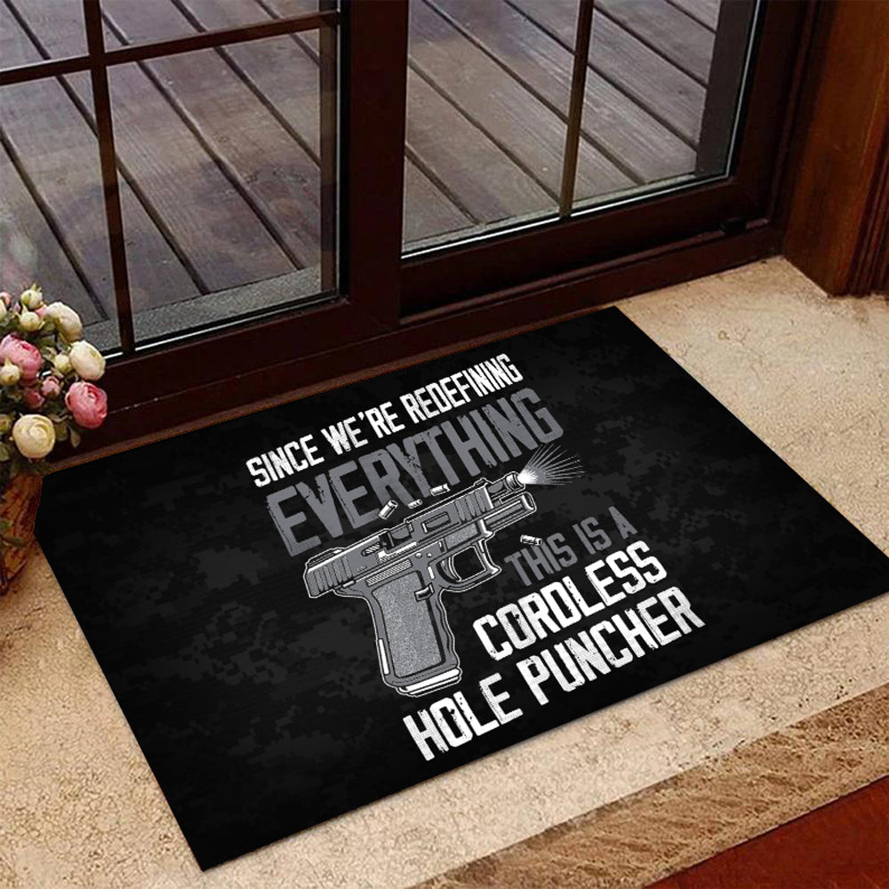 Veteran Gun Welcome Rug, Since We’Re Redefining Everything This Is A Cordless Hole Puncher Doormat