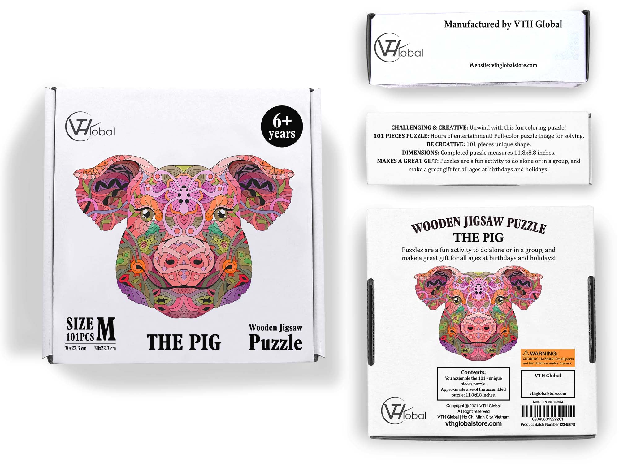 Pig Chinese Calendar Animals 3D Wooden Jigsaw Puzzles Unique Shape Jigsaw Pieces