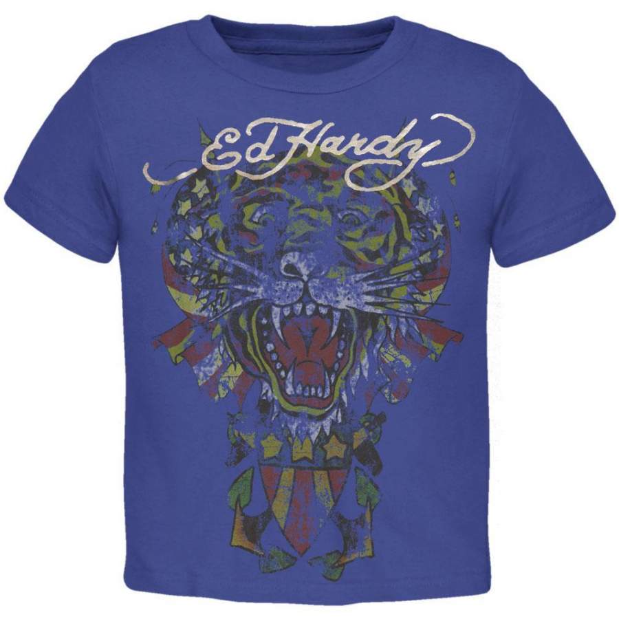 Ed Hardy – Patriot Tiger Roar Blue Youth T-Shirt