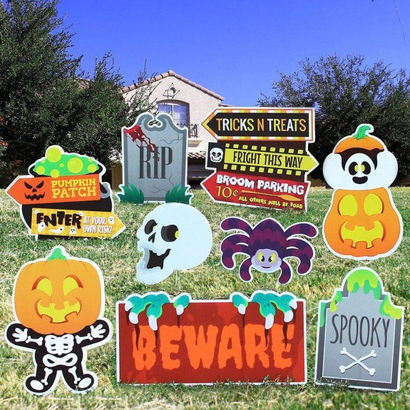 9 Friendly Halloween Decorations Corrugated Yard Stake Signs Décor