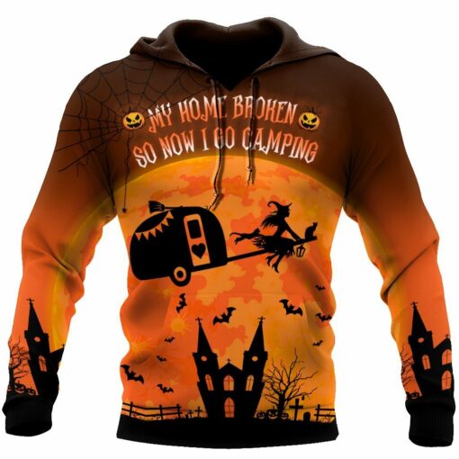 Halloween Witch Go Camping 3D All Over Printed Shirts For Men And Women, Halloween Gift