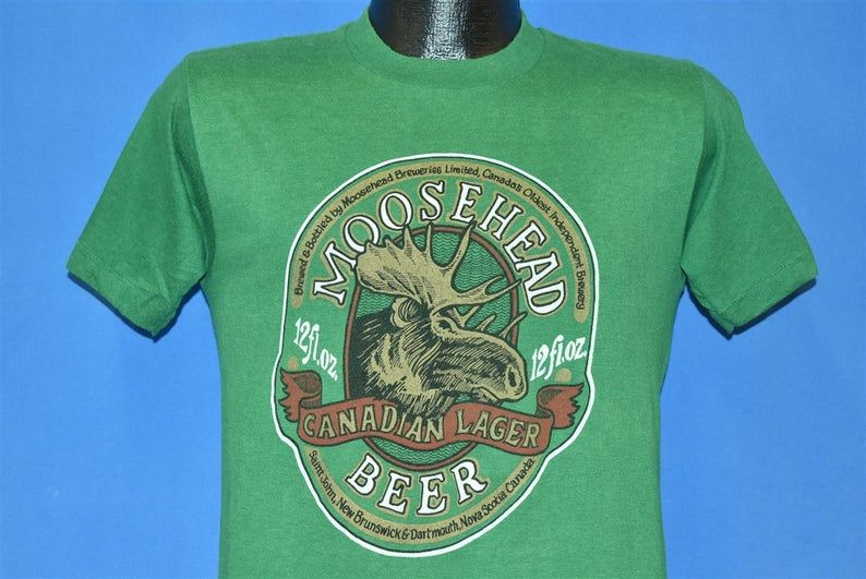 80S Moosehead Beer Canadian Lager Label Moose Soft Shirt