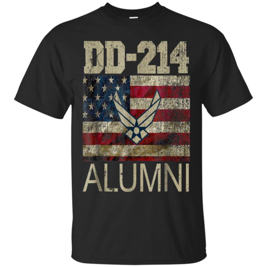 Air Force Alumni Dd-214 Vintage American Flag Cotton T-Shirt