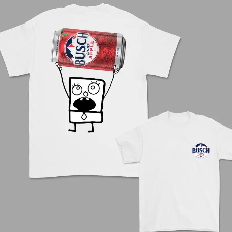 Busch Light Apple 2-Sided T-Shirt Funny Drinking Graphic Tee | Unisex Casual Shirt for Men & Women, Summer Beer Lovers Top