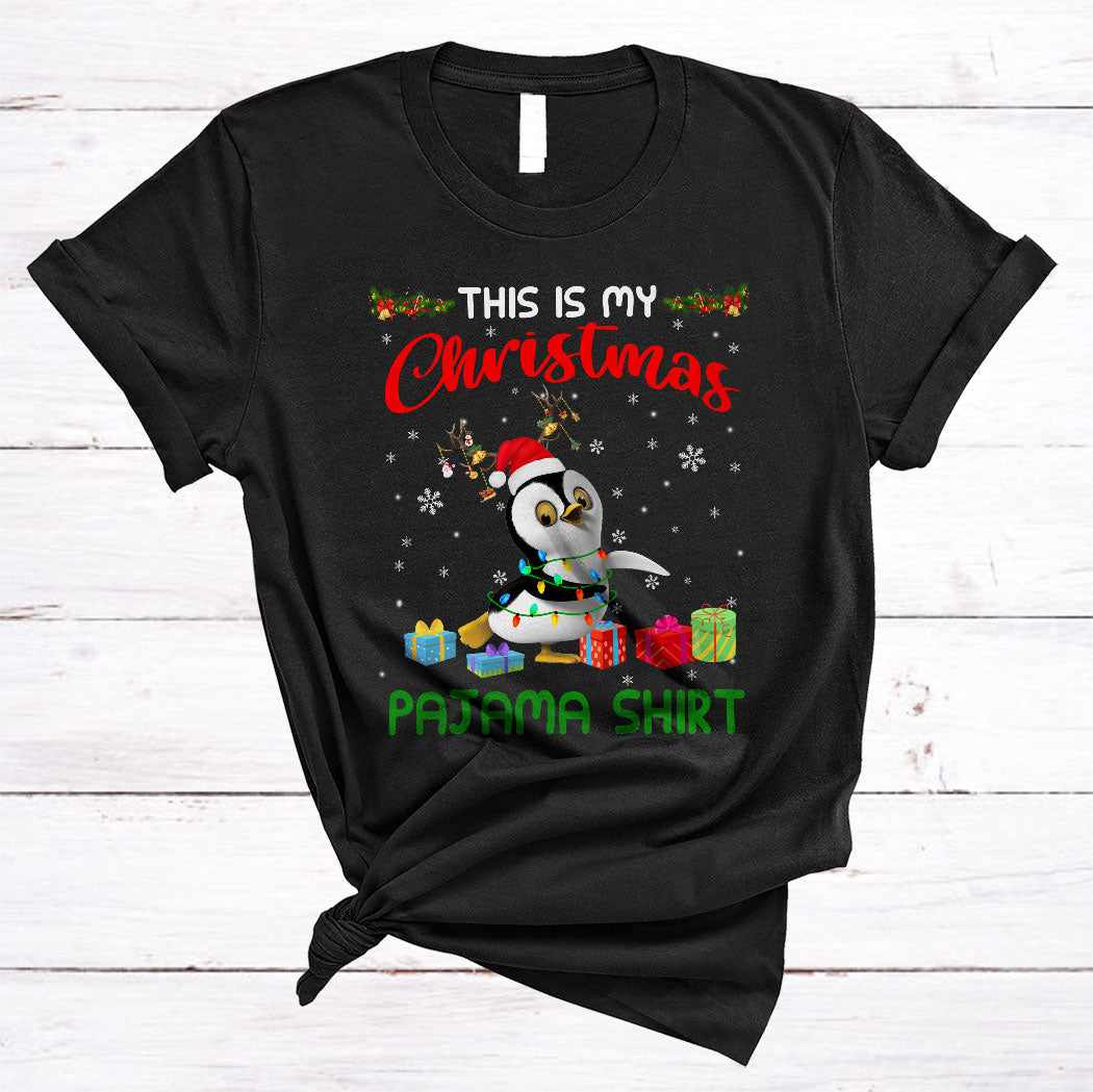 This Is My Christmas Pajama Shirt Cute Xmas Lights Santa Reindeer Penguin Lover Gifts T-Shirt