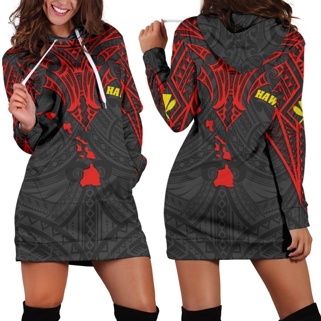 Hawaii Polynesian Whale Tail Hoodie Dress