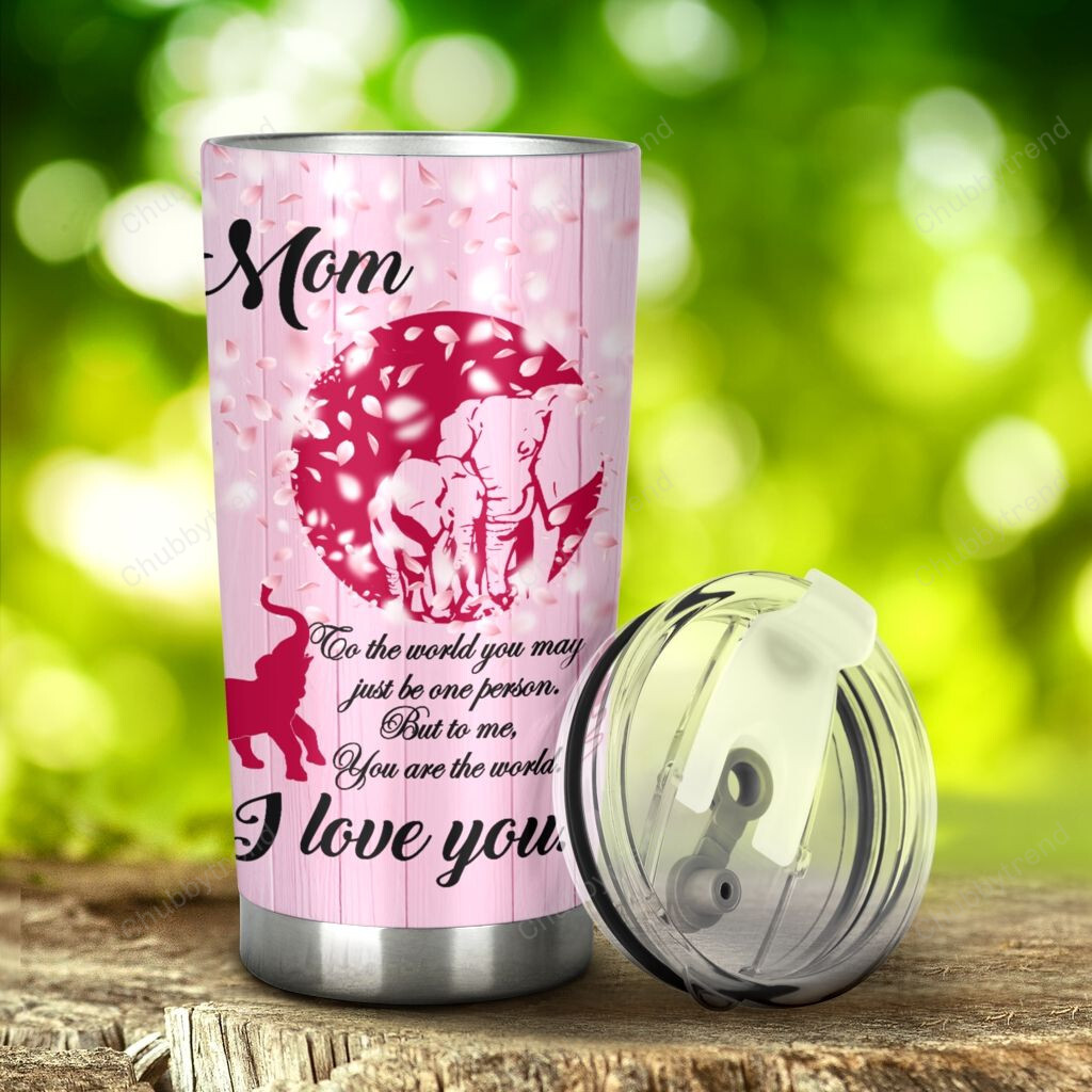 Personalized To My Mom I’M Because You’Re From Daughter Elephants Slihouette Stainless Steel Tumbler, Tumbler Cups For Coffee/Tea, Great Customized Gifts For Birthday Christmas Thanksgiving