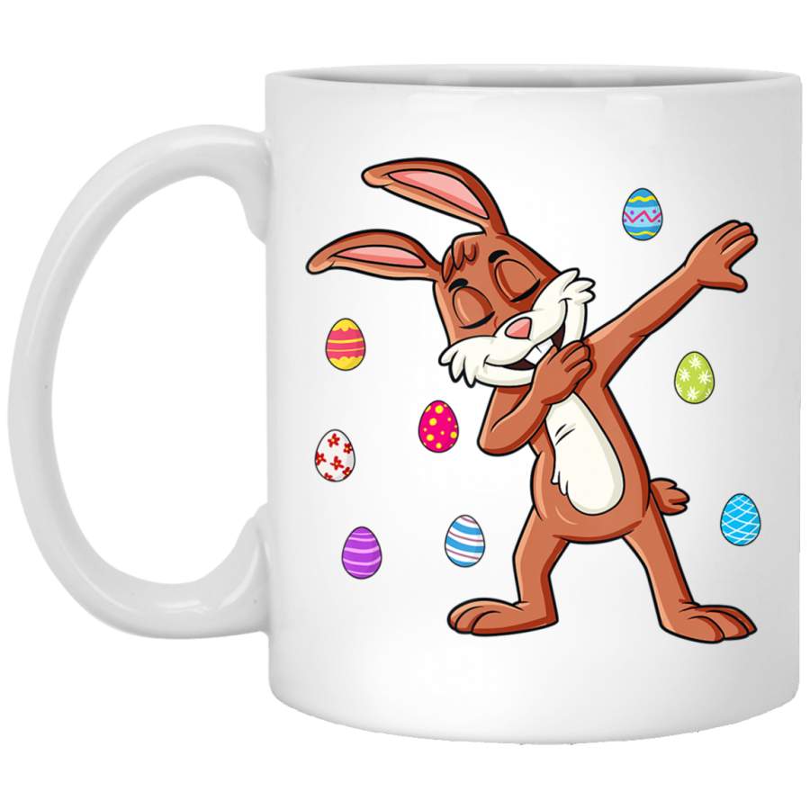 Dabbing Rabbit Easter Day Eggs Dab Girls Boys Kids 11oz 15oz White Mug Happy Easter Day Funny Colors Eggs Bunny Ears Peeps Cute