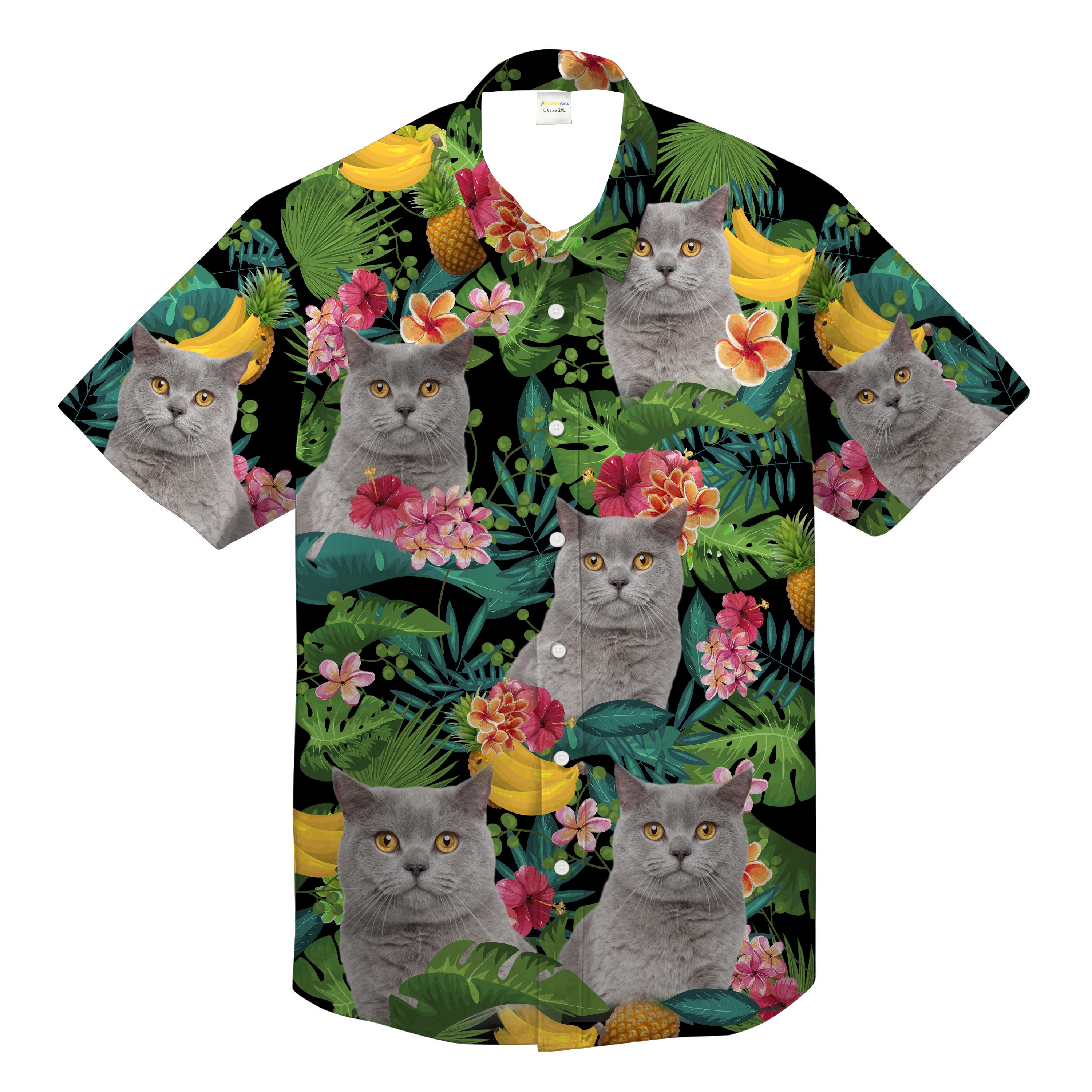 Custom Cat Tropical Unisex Hawaiian Shirt – Cat, Kitten Tropical Flower Banana Pineapple Hawaiian Shirt – Tnn639