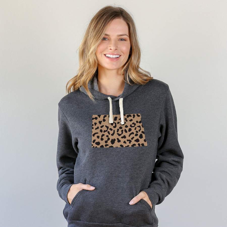 North Dakota Leopard Pattern Hoodie