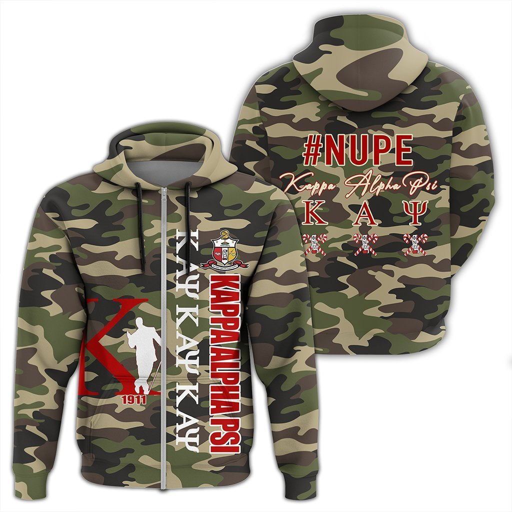 Greek Life Hoodie – Kappa Alpha Psi Camouflage Style Zip Hoodie