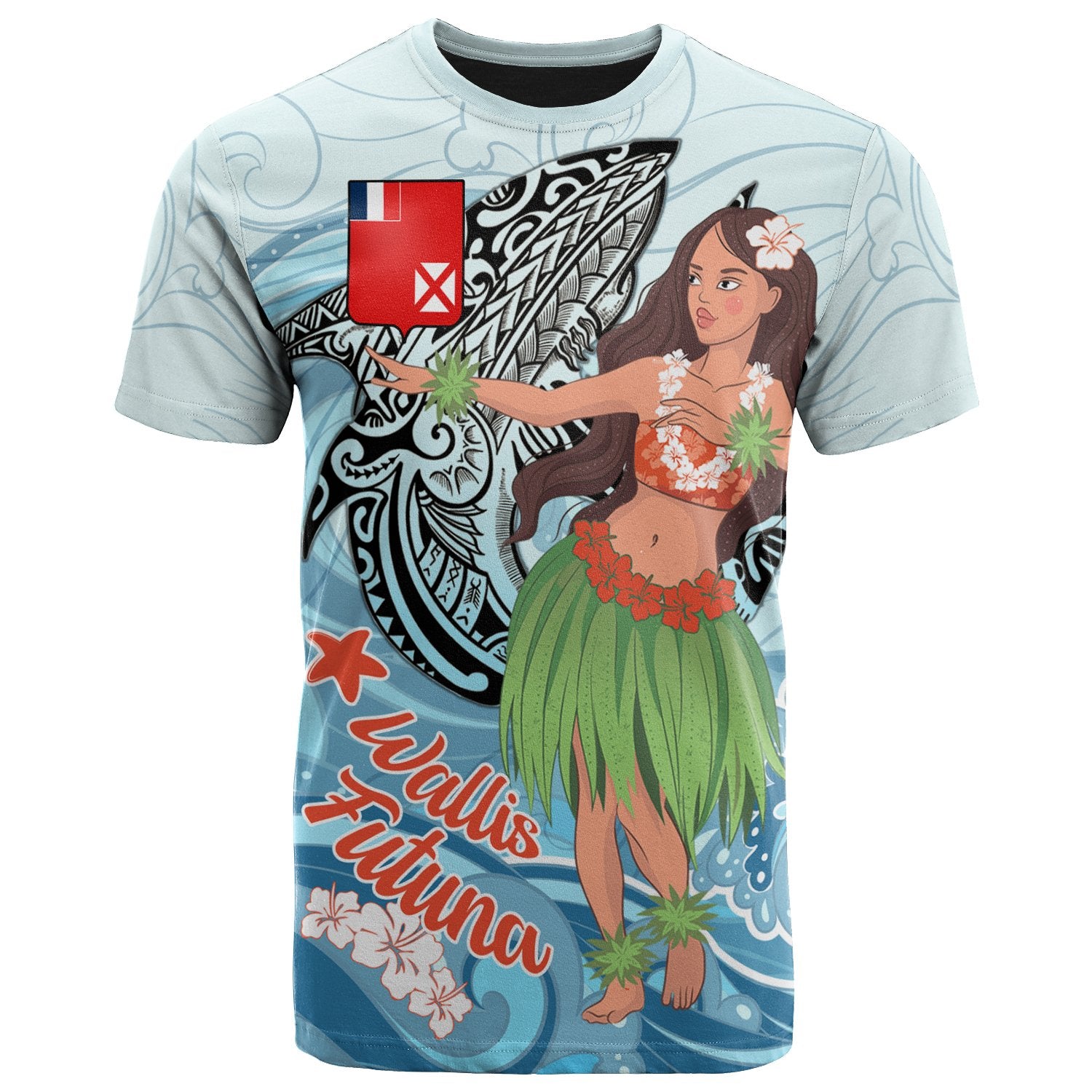 Wallis And Futuna T-Shirt – Polynesian Girls With Shark