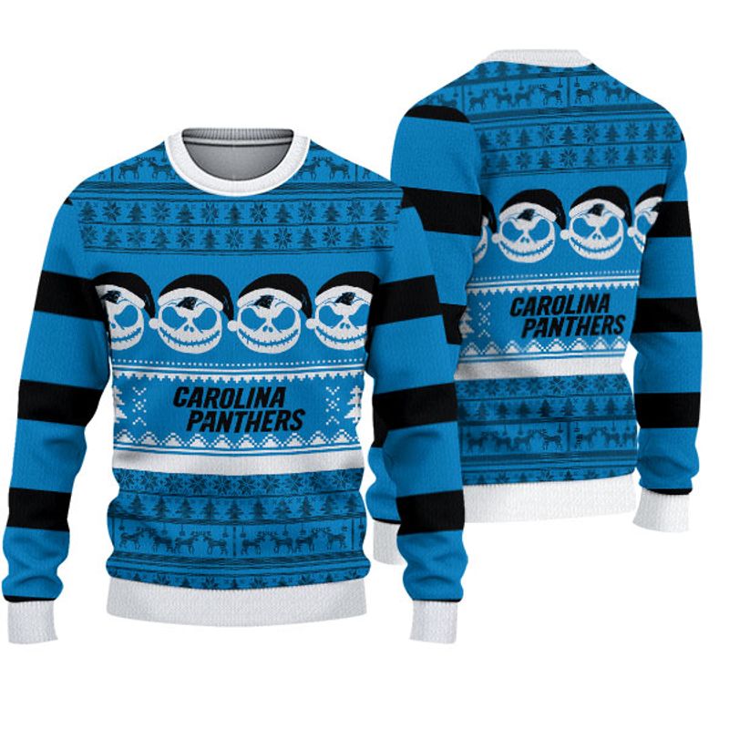 Carolina Panthers Crewneck Sweatshirt Jack Skellington