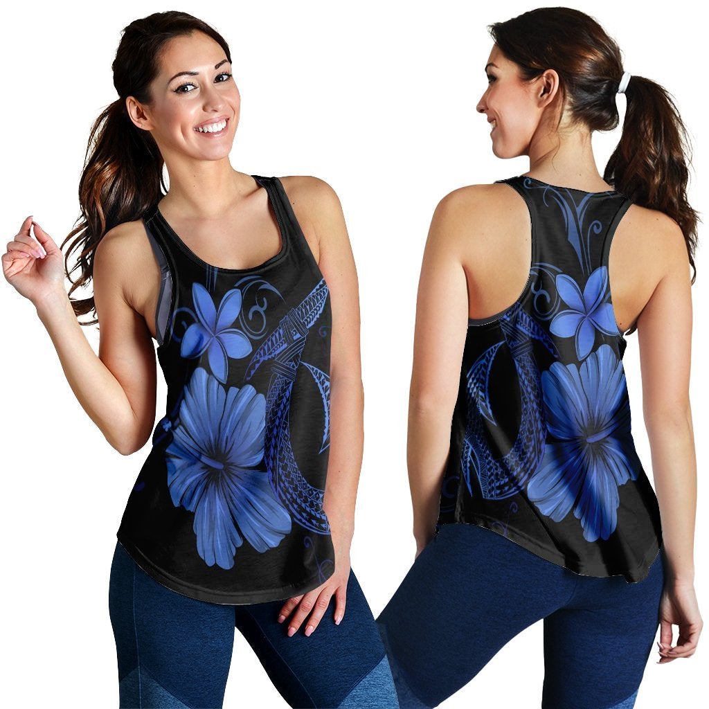 Hawaii Fish Hook Hibiscus Plumeria Polynesian Racerback Tank Blue Ah Ha103984