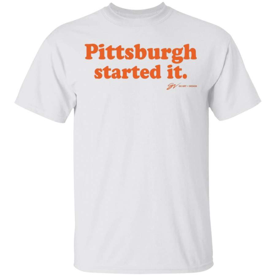 Cleveland Browns head coach Freddie Kitchens seen wearing ‘Pittsburgh started it’ T-shirt Black Long Sleeve Shirts Hoodies Size S-3XL