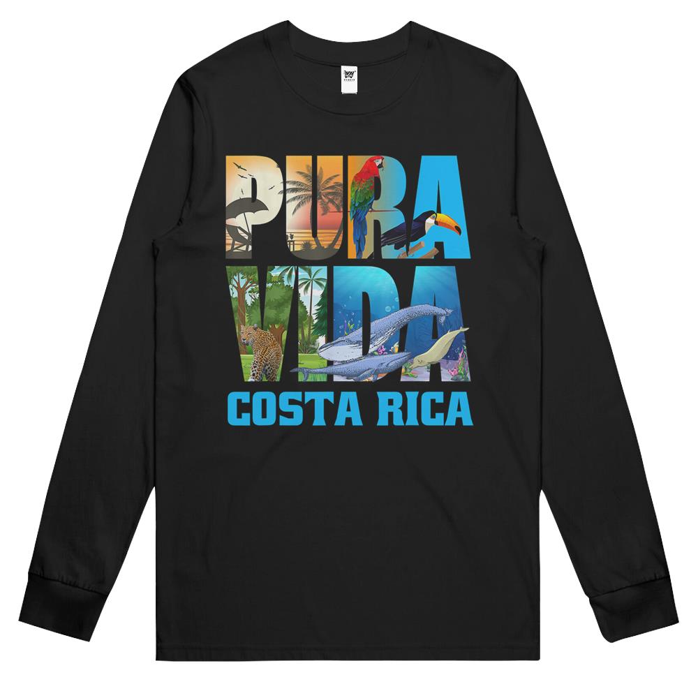 Costa Rica Pura Vida Shirt Animals Nature Pura Vida Long Sleeve T Shirts