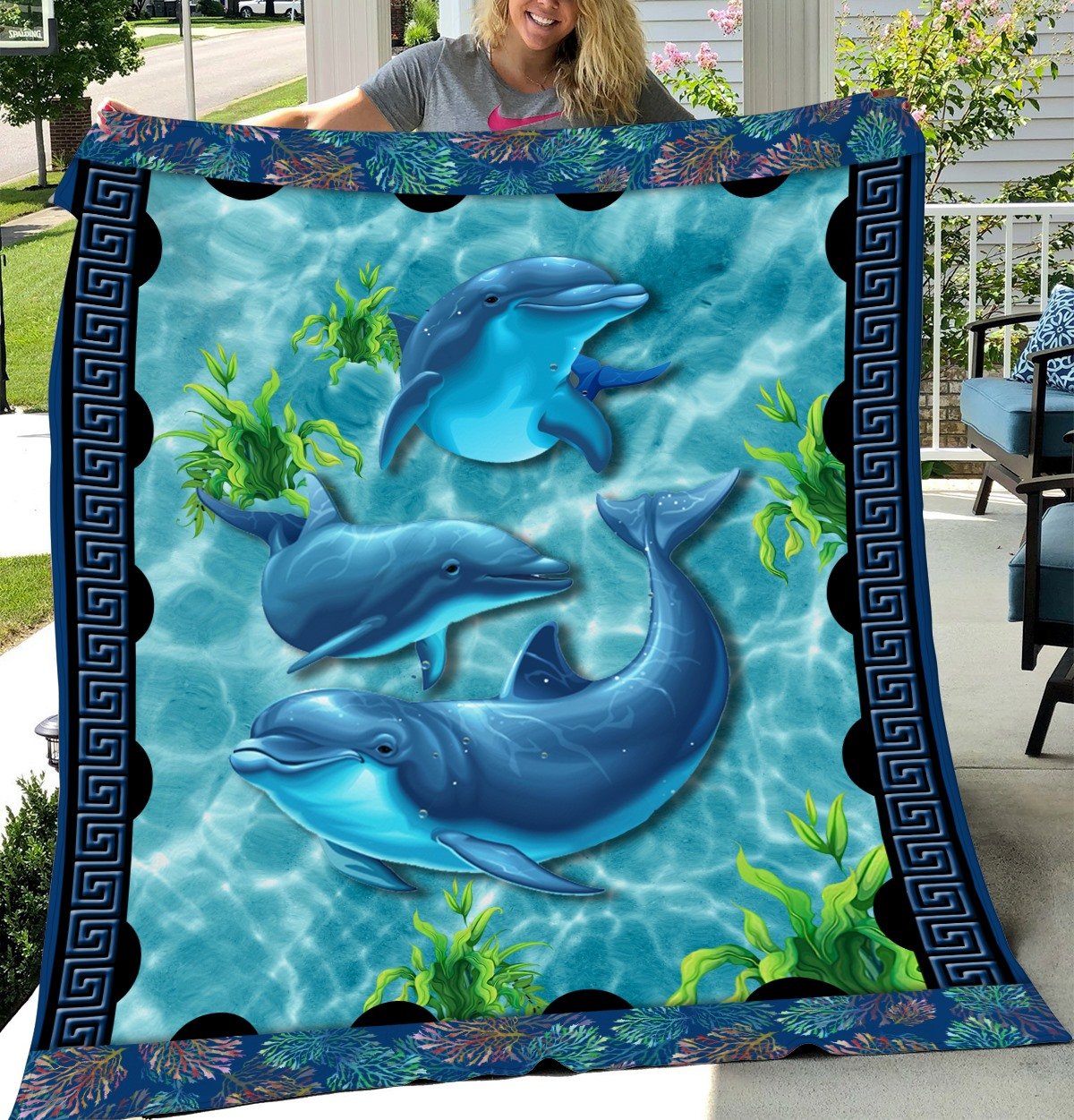 Gorgeous Dolphin Fleece Blanket – Quilt Blanket, Christmas Gift, Birthday Gift, New Year Gift, Anniversary Gift